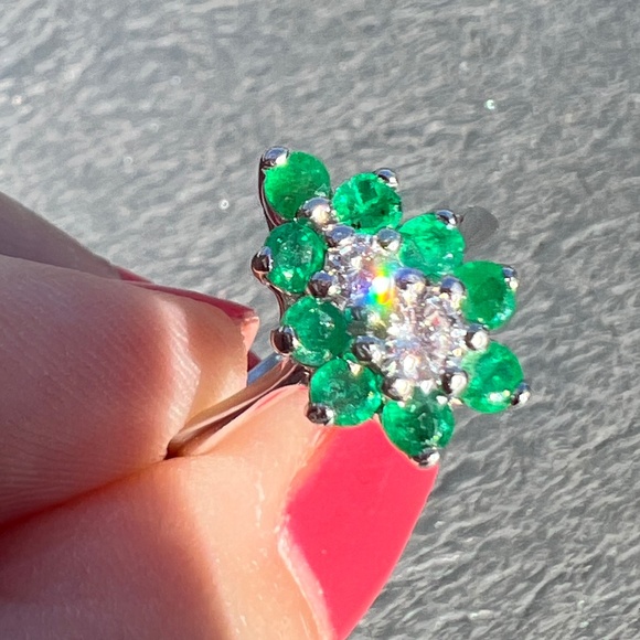 VINTAGE 14K DESIGNER PEAR EMERALD DIAMOND RING ENGAGEMENT PROMISE ANNIVERSARY - Picture 3 of 16